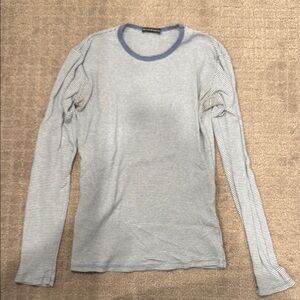 Brandy Melville Gray Fitted Ribbed Long Sleeve Tee